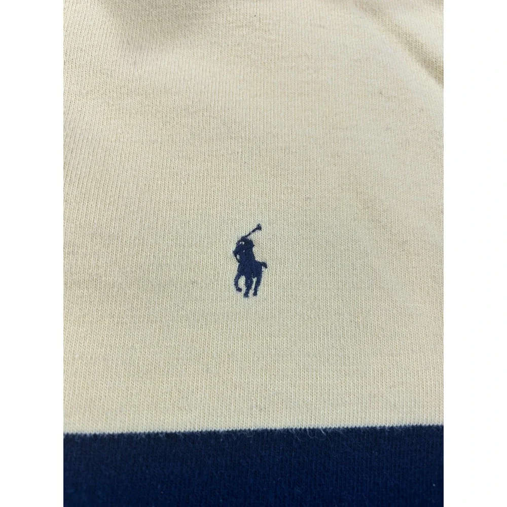 Polo Ralph Lauren Rugby Shirt XL Yellow Navy Blue Striped Long Sleeve Cotton